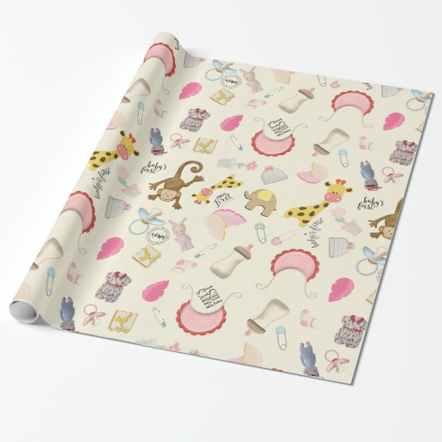 Animal Baby Nursery Items Wrapping Paper (Unrolled)