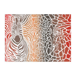 Animal background of zebra and giraffe acrylic print