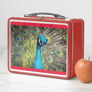 Animal Bird Peafowl  (Personalize Name)  Metal Lunch Box