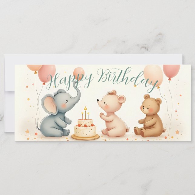 Animal Birthday Joy with Balloons (Front)