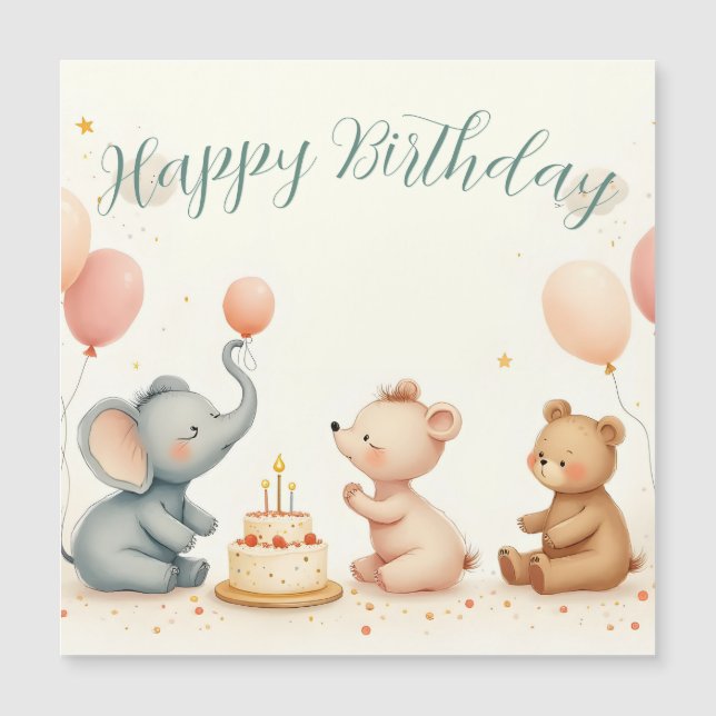 Animal Birthday Joy with Balloons (Front)