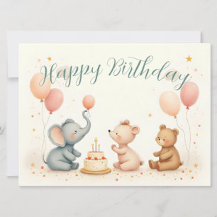 Animal Birthday Joy with Balloons