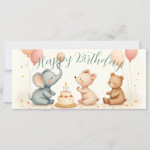 Animal Birthday Joy with Balloons