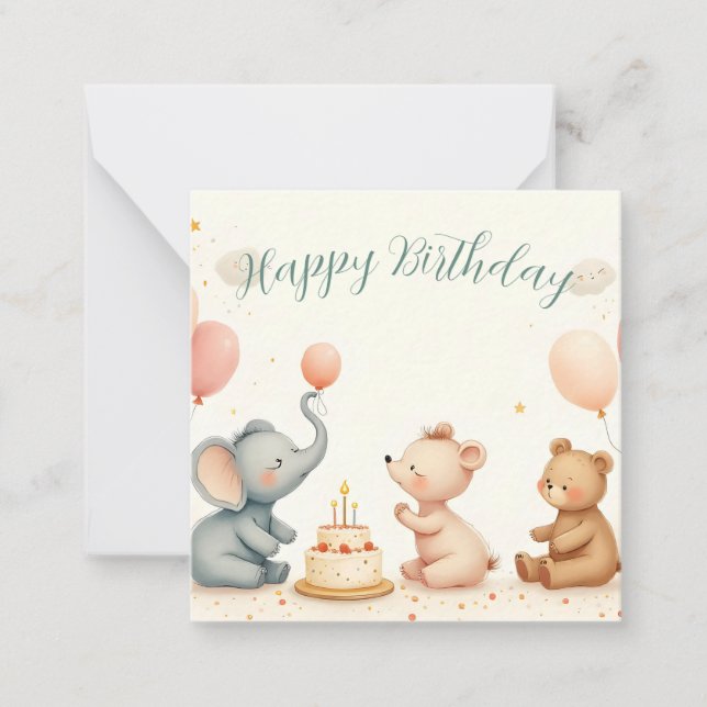 Animal Birthday Joy with Balloons Card (Front)