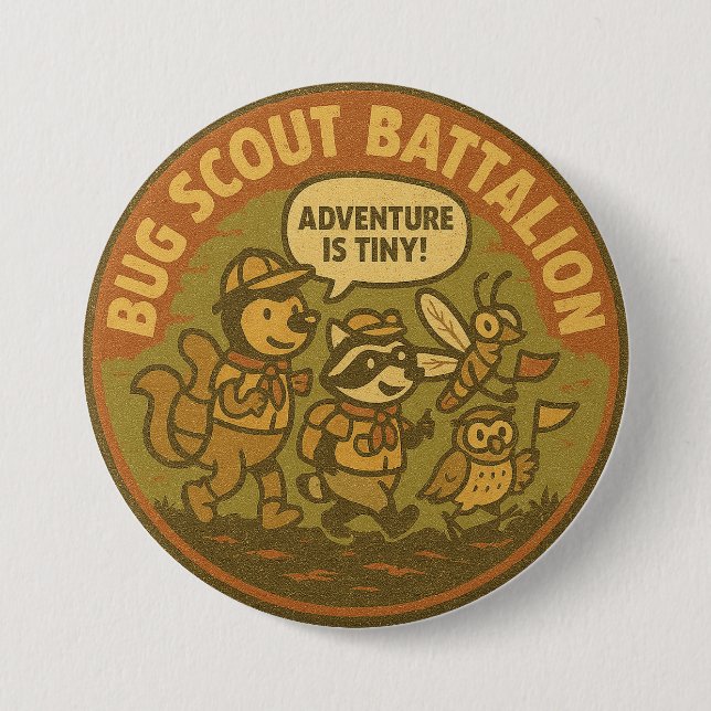 Animal Bug Scout Battalion Tiny Adventure 3 Inch Round Button (Front)