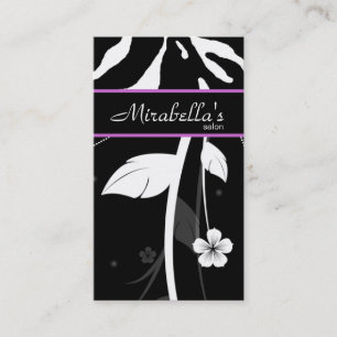 Animal Business Card Zebra Floral Black Purple