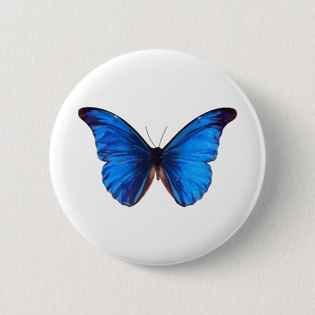 Animal Butterfly Insect Nature Morpho Blue 2 Inch Round Button (Front)