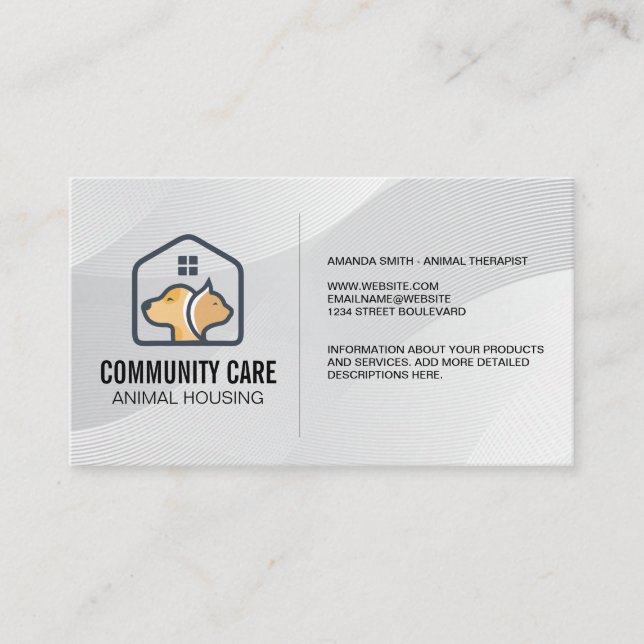 Animal Care Housing | Cat Dog Logo Business Card (Front)