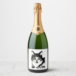 Animal,Cat,Cats,animal,pet,cat,tiger,wild cat,cat Sparkling Wine Label