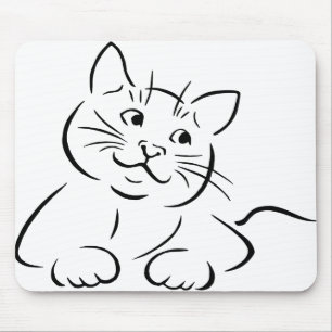 Animal Cat Drawing Feline Kitten Kittie Sketch Mouse Pad