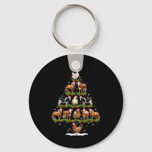 Animal Christmas Tree Lights Chicken Cow Goat Farm Keychain