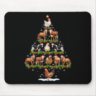 Animal Christmas Tree Lights Chicken Cow Goat Farm Mouse Pad