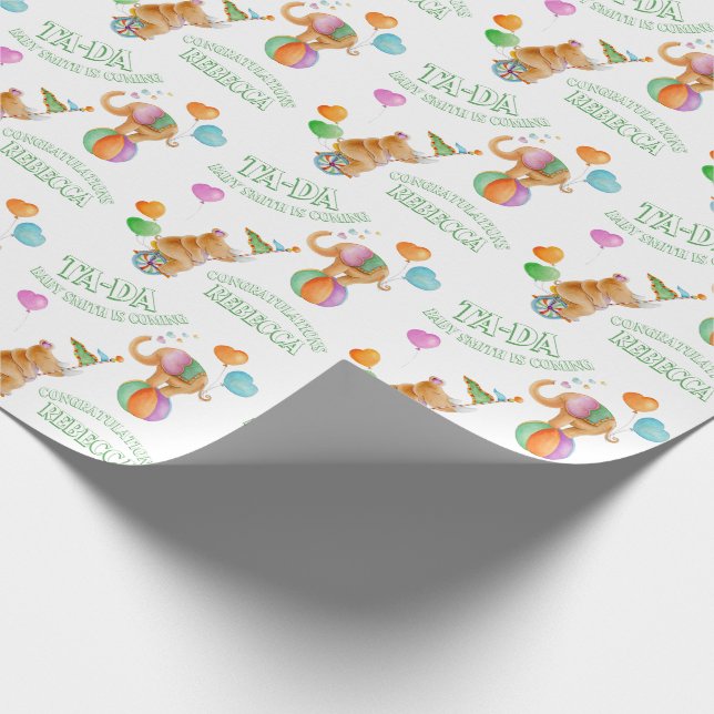 Animal circus art custom baby shower wrap wrapping paper (Corner)