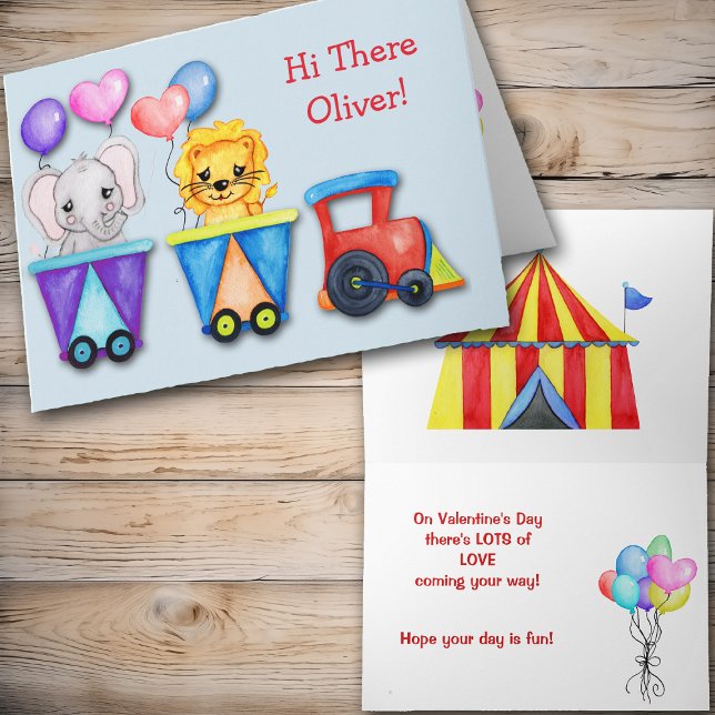 Animal Circus Toddler Personalized Valentine Holiday Card (Creator Uploaded)