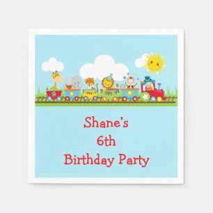 Animal Circus Train Kids Birthday in Red Napkin
