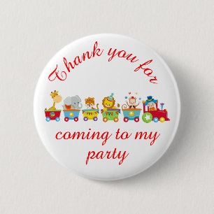 Animal Circus Train Kids 'Thank you for coming' 2 Inch Round Button