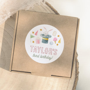 Animal Circus   Watercolor Carnival Birthday Party Classic Round Sticker