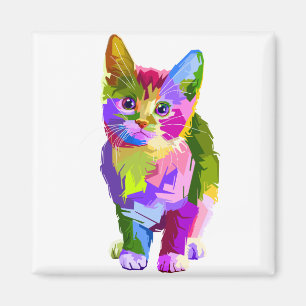 Animal Colourful Decoration Cat Design Geometry Magnet