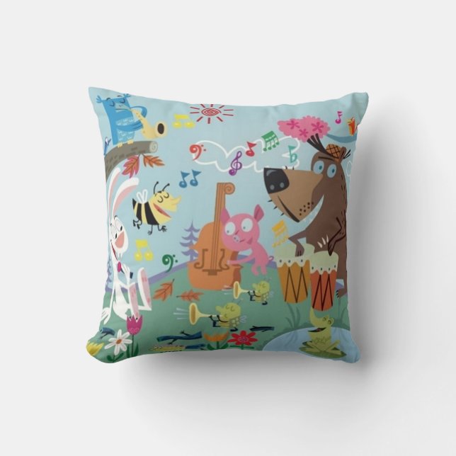 Animal Concert Throw Pillow (Front)