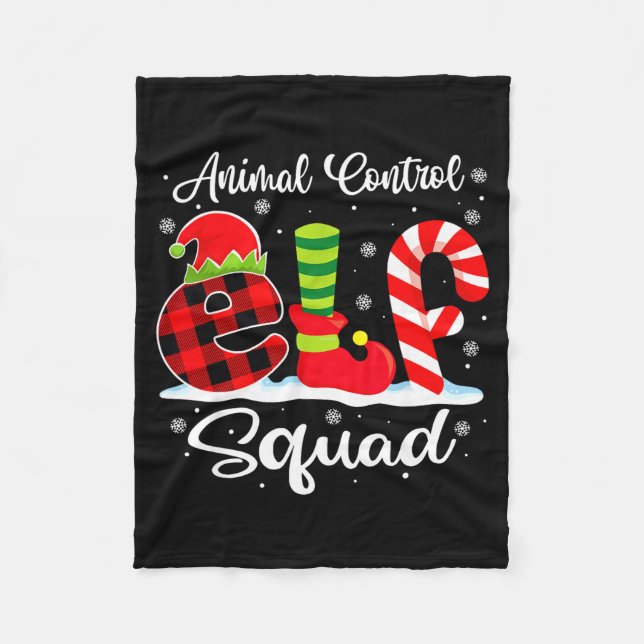 Animal Control Elf Squad Christmas Officer Matchin Fleece Blanket (Front)