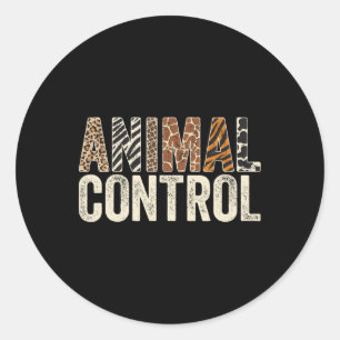 Animal Control Funny Halloween Costume Zoo Party M Classic Round Sticker