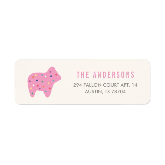 Animal Cookie Birthday Address Label - Magenta (Front)