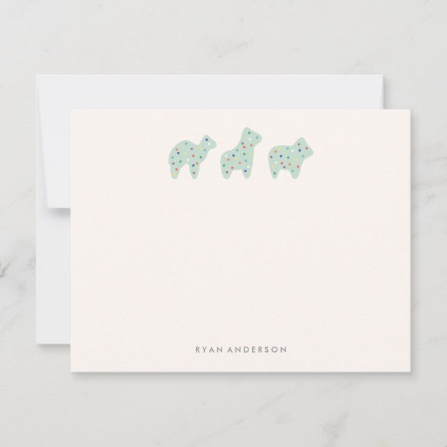 Animal Cookie Parade Kid's Stationery - Mint Card (Front)