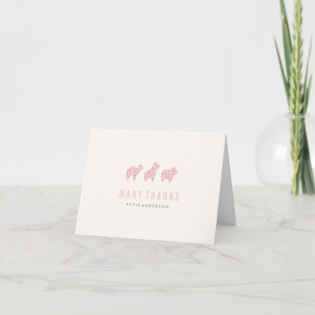 Animal Cookie Thank You Card - Bubblegum (Front)