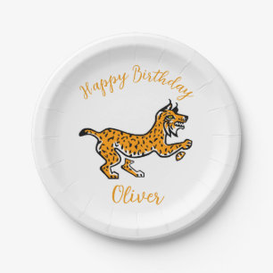 Animal - Cool Iberian LYNX - Happy birthday - Paper Plate