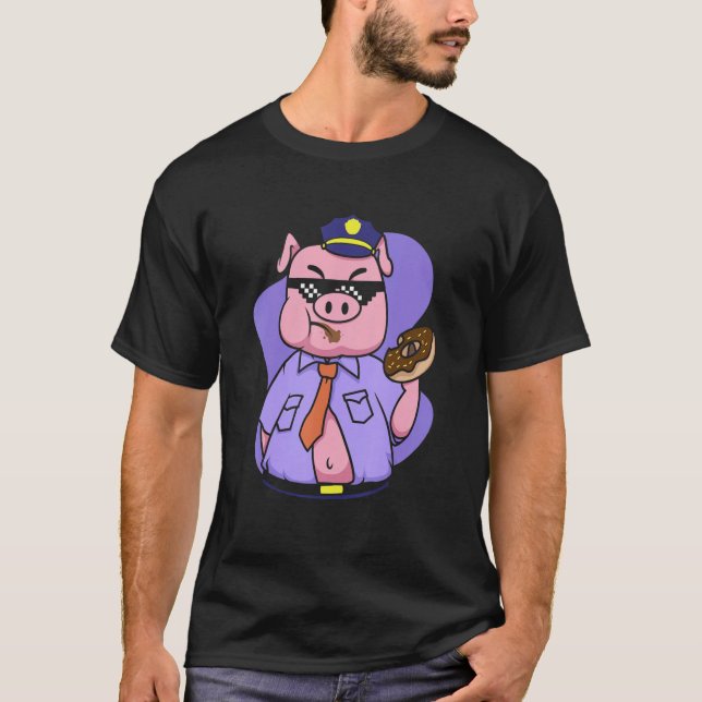 Animal  Cop Pig American Police Officer Policeman T-Shirt (Front)