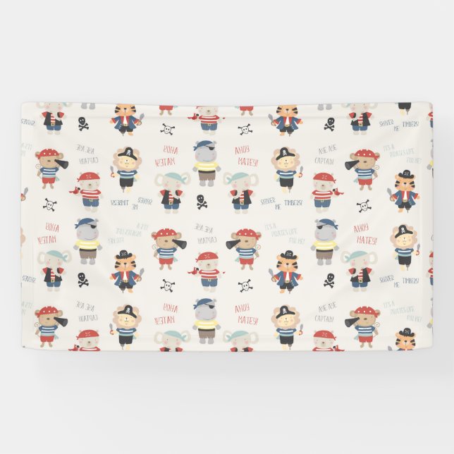 Animal Crew kid Party Pirate Banner (Horizontal)