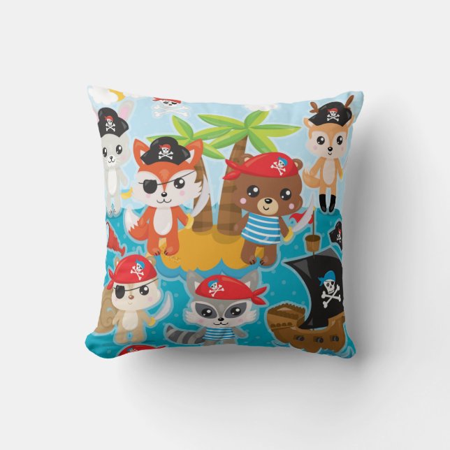 Animal Crew Pirate  Throw Pillow (Front)