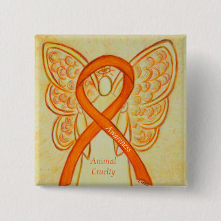 Animal Cruelty Orange Awareness Ribbon Angel Pin