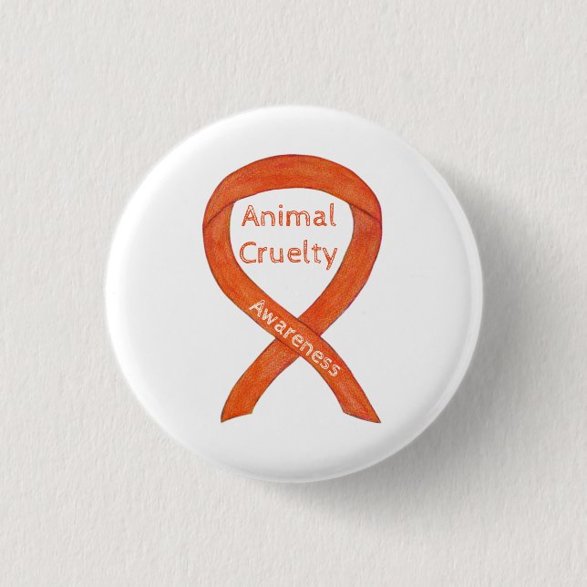 Animal Cruelty Orange Awareness Ribbon Custom Pin (Front)