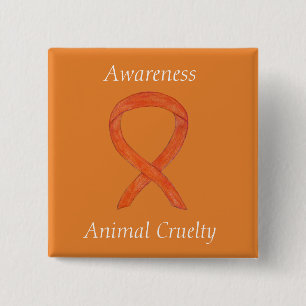 Animal Cruelty Orange Awareness Ribbon Custom Pin