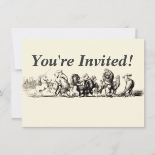 Animal Cute Art Unicorn Elephant Lion Zoo Invitation