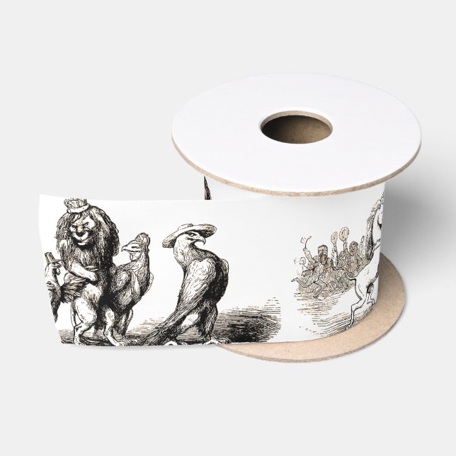 Animal Cute Art Unicorn Elephant Lion Zoo Satin Ribbon (Spool)