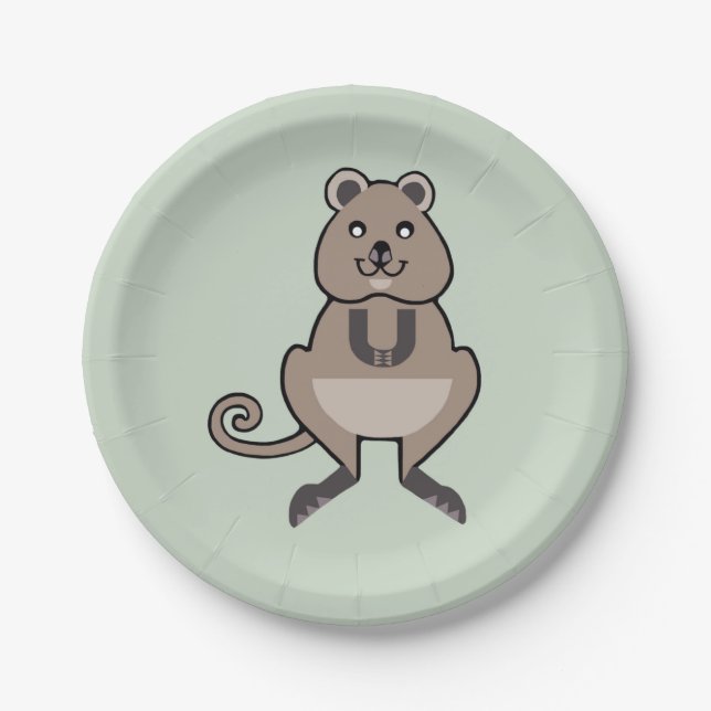 Animal  - Cute - happy QUOKKA - Paper Plate (Front)
