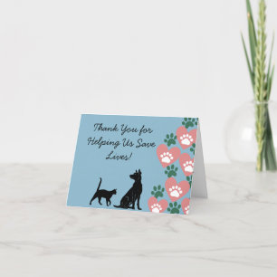 Animal Dog and cat rescue Thank You Card