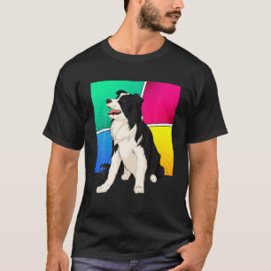 Animal Dog Lover Pet Dog Owner Pop Art Border Coll T-Shirt