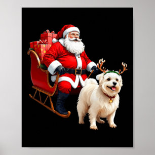 Animal Dog Lover Santa Sleigh Maltese Reindeer Chr Poster
