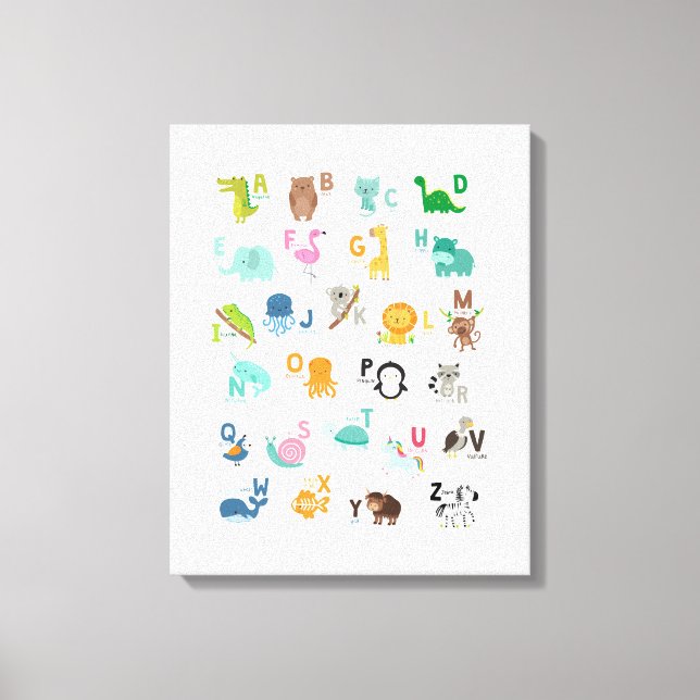 Animal Doodle Alphabet Canvas Print (Front)