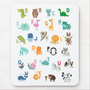 Animal Doodle Alphabet Mouse Pad