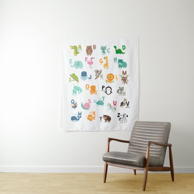 Animal Doodle Alphabet Tapestry (In Situ)