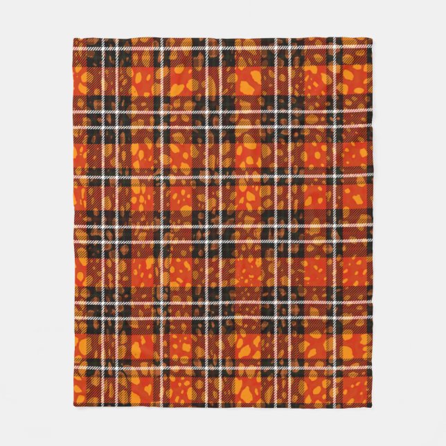 Animal Dots Plaid Mix Pattern Seamless Art. Fabric Fleece Blanket (Front)