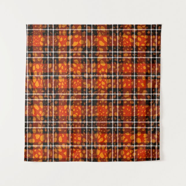 Animal Dots Plaid Mix Pattern Seamless Art. Fabric Tapestry (Front)