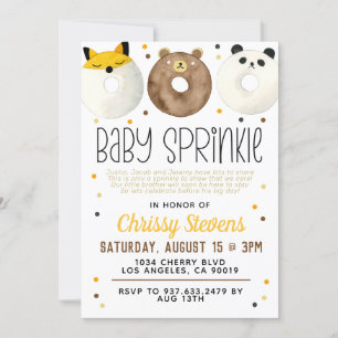 Animal Doughnut Baby Sprinkle Shower Invitation