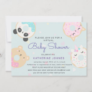animal doughnuts cute virtual baby shower invite