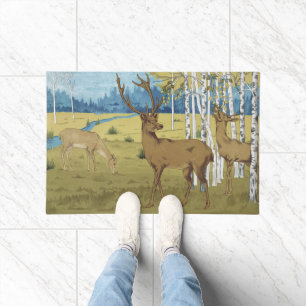 Animal Elegant Deer Art Nouveau Wildlife Doormat