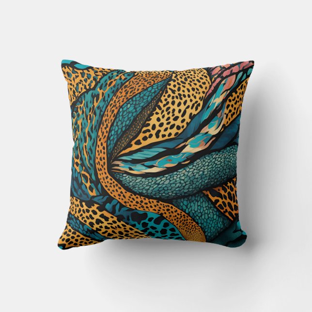 Animal Exotic Abstract Print Design 5 Throw Pillow (Back)